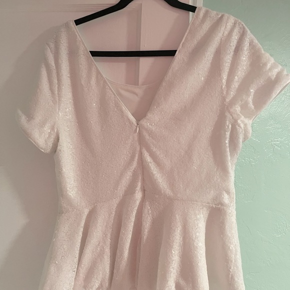 White Sparkly Peplum Top - Picture 2 of 2